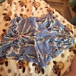 H&M Linen Blend Blue and White Shorts